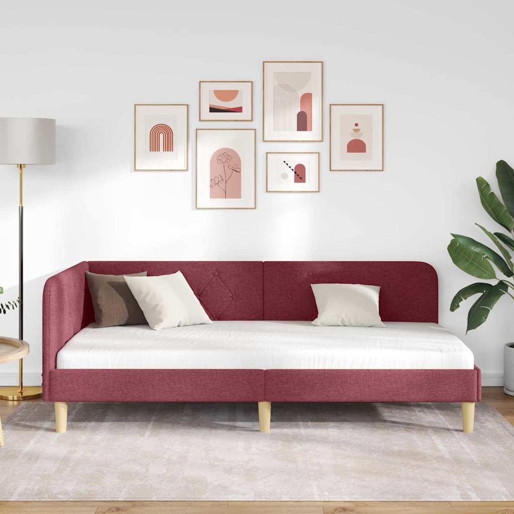 vidaXL Κρεβάτι Γωνίας Κόκκινο 100 x 200 cm ύφασμα - Image 4