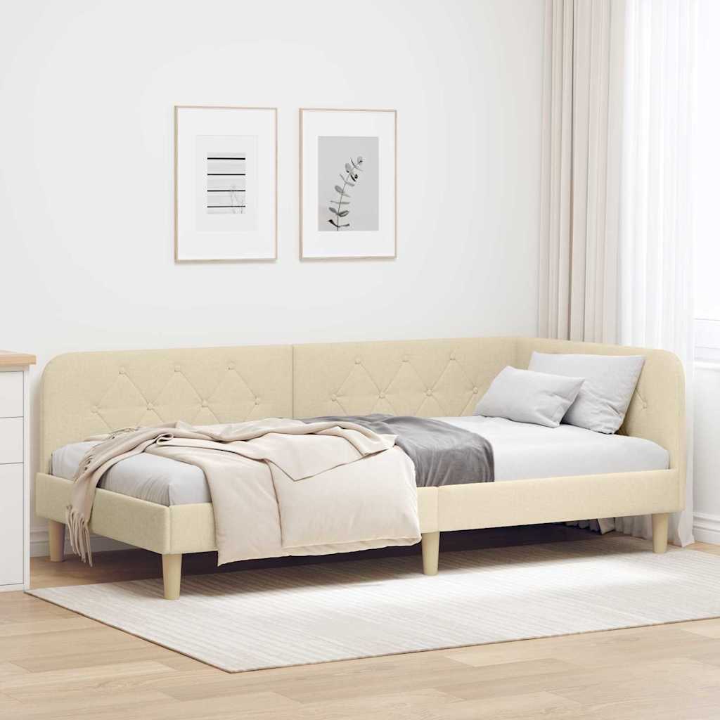 vidaXL Κρεβάτι Γωνίας Κρεμ 100 x 200 cm ύφασμα