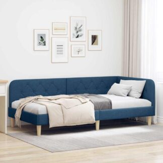 vidaXL Κρεβάτι Γωνίας Μπλε 100 x 200 cm ύφασμα
