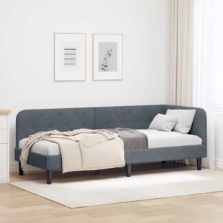 vidaXL Κρεβάτι Γωνίας Σκούρο Γκρι 80 x 200 cm Βελούδο
