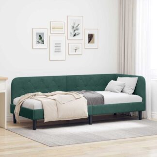 vidaXL Κρεβάτι Γωνίας Σκούρο Πράσινο 80 x 200 cm Βελούδο