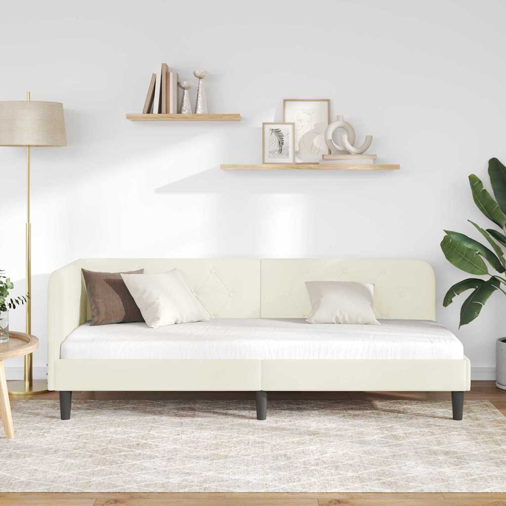vidaXL Κρεβάτι Γωνίας Κρεμ 80 x 200 cm Βελούδο - Image 4