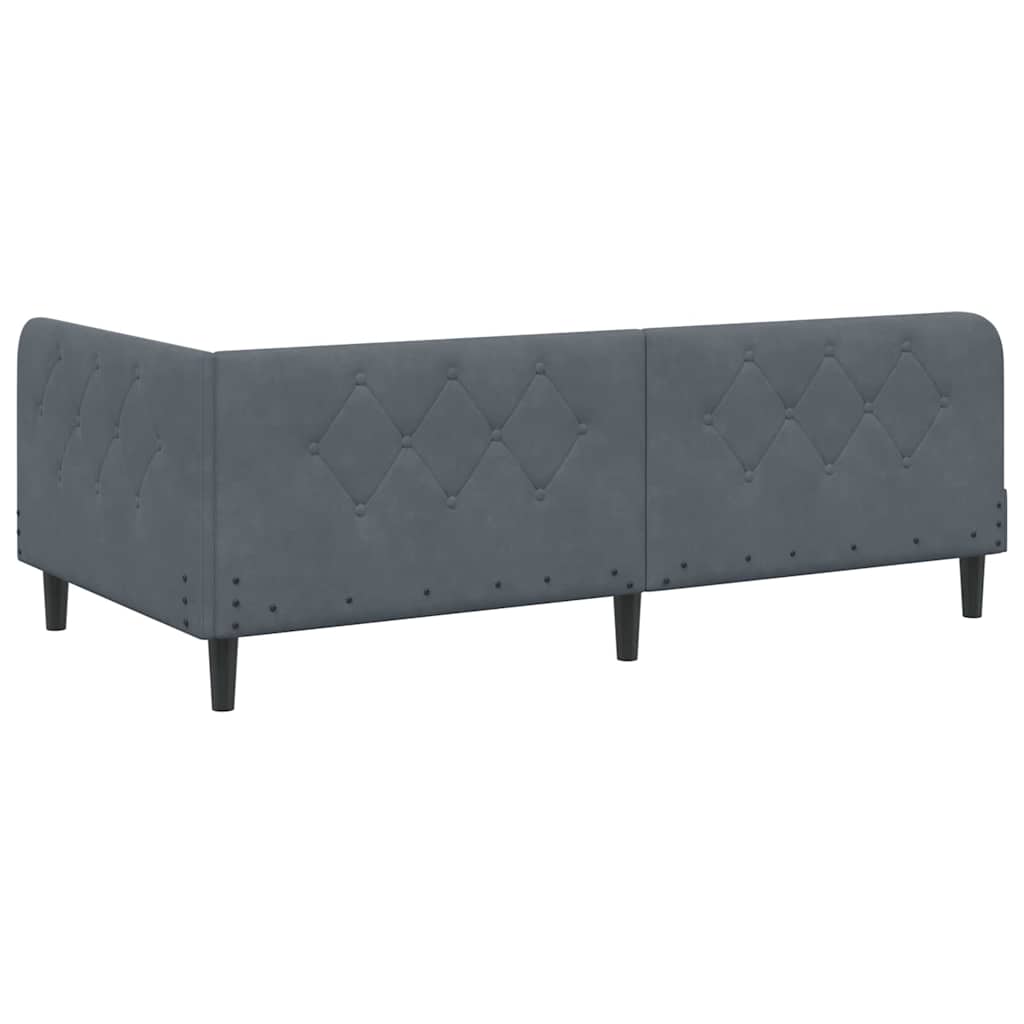 vidaXL Κρεβάτι Γωνίας Σκούρο Γκρι 90 x 190 cm Βελούδο - Image 7