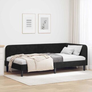 vidaXL Κρεβάτι Γωνίας Μαύρο 90 x 190 cm Βελούδο