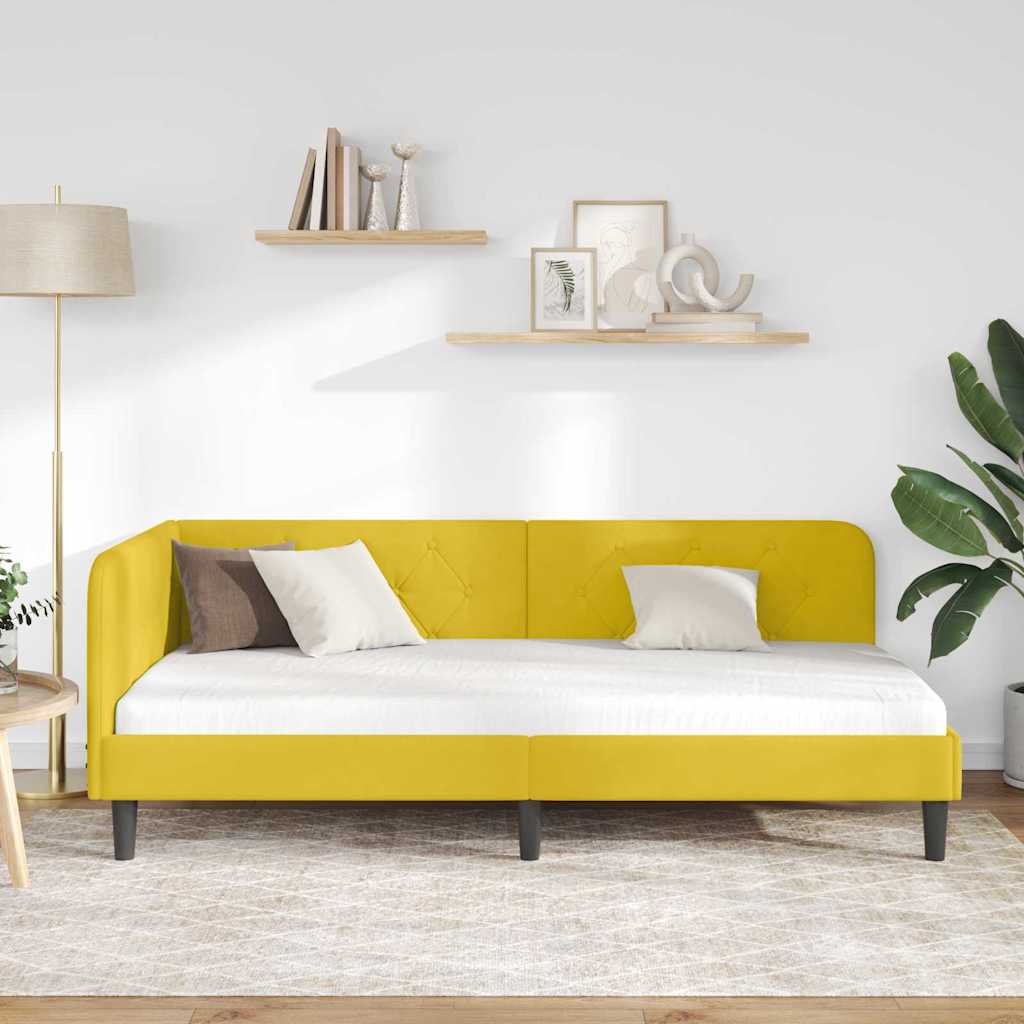 vidaXL Κρεβάτι Γωνίας Κίτρινο 90 x 190 cm Βελούδο - Image 4