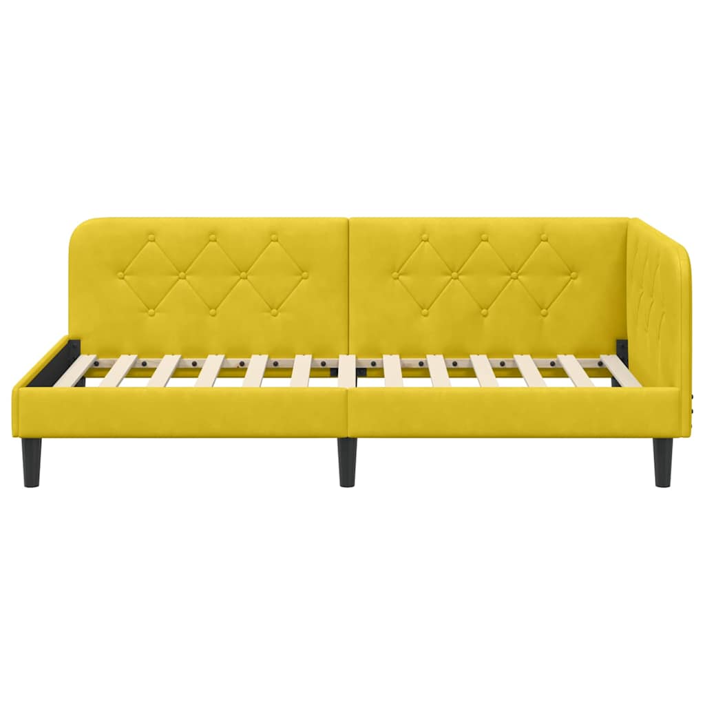 vidaXL Κρεβάτι Γωνίας Κίτρινο 90 x 190 cm Βελούδο - Image 5