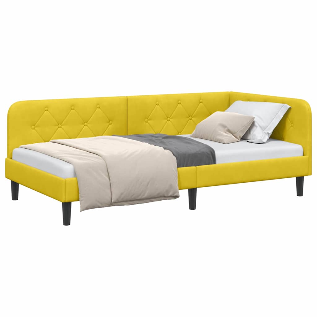 vidaXL Κρεβάτι Γωνίας Κίτρινο 90 x 190 cm Βελούδο - Image 3