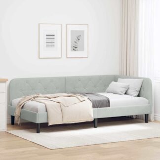 vidaXL Κρεβάτι Γωνίας Ανοιχτό γκρι 90 x 200 cm Βελούδο