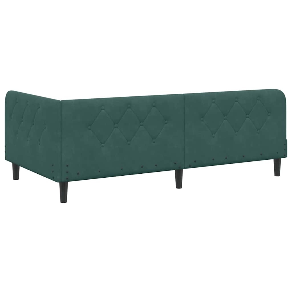 vidaXL Κρεβάτι Γωνίας Σκούρο Πράσινο 90 x 200 cm Βελούδο - Image 7