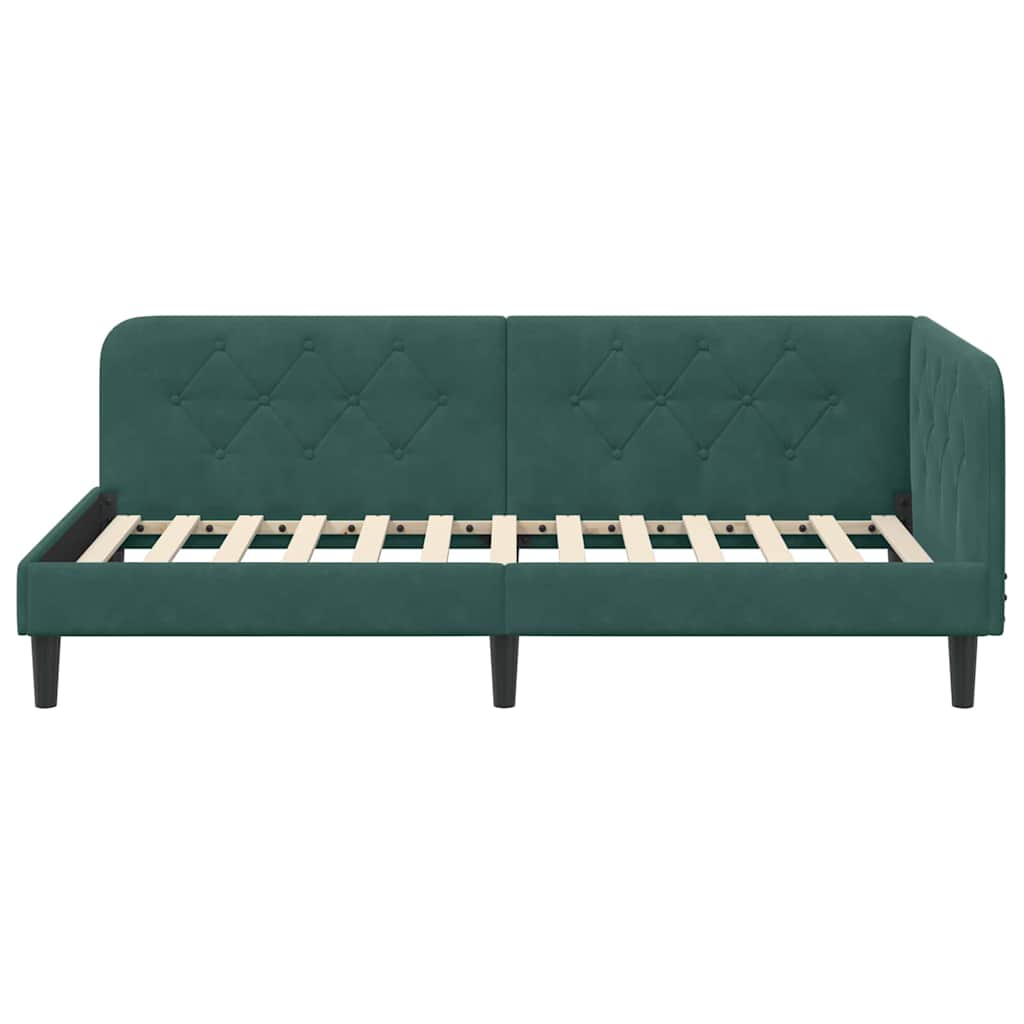 vidaXL Κρεβάτι Γωνίας Σκούρο Πράσινο 90 x 200 cm Βελούδο - Image 5