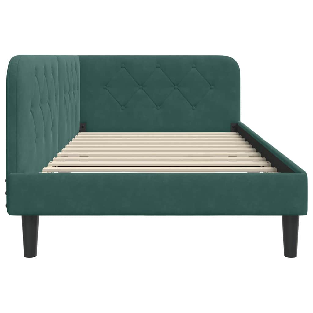 vidaXL Κρεβάτι Γωνίας Σκούρο Πράσινο 90 x 200 cm Βελούδο - Image 6