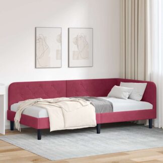 vidaXL Κρεβάτι Γωνίας Κόκκινο 100 x 200 cm Βελούδο