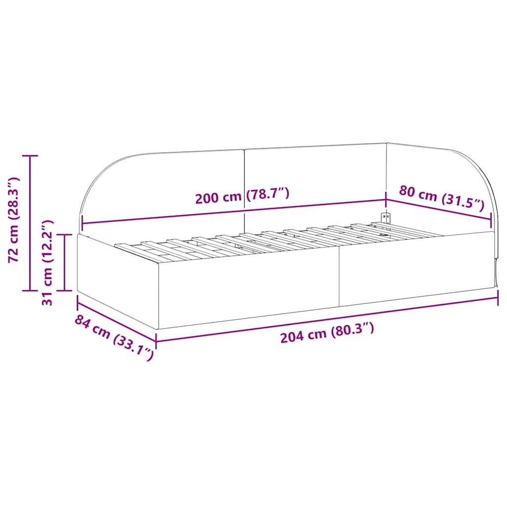 vidaXL Κρεβάτι Γωνίας Σκούρο Γκρι 80 x 200 cm Βελούδο - Image 11