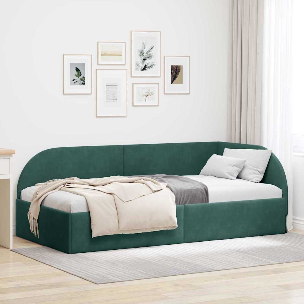 vidaXL Κρεβάτι Γωνίας Σκούρο Πράσινο 80 x 200 cm Βελούδο
