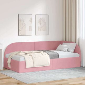 vidaXL Κρεβάτι Γωνίας Ροζ 90 x 190 cm Βελούδο
