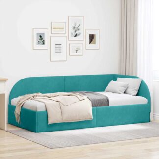 vidaXL Κρεβάτι Γωνίας Τιρκουάζ 90 x 190 cm Βελούδο