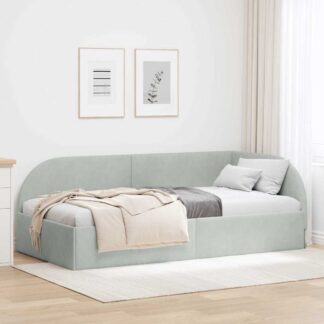 vidaXL Κρεβάτι Γωνίας Ανοιχτό γκρι 90 x 200 cm Βελούδο