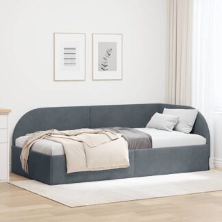 vidaXL Κρεβάτι Γωνίας Σκούρο Γκρι 90 x 200 cm Βελούδο