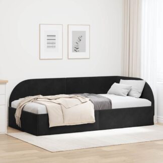 vidaXL Κρεβάτι Γωνίας Μαύρο 90 x 200 cm Βελούδο