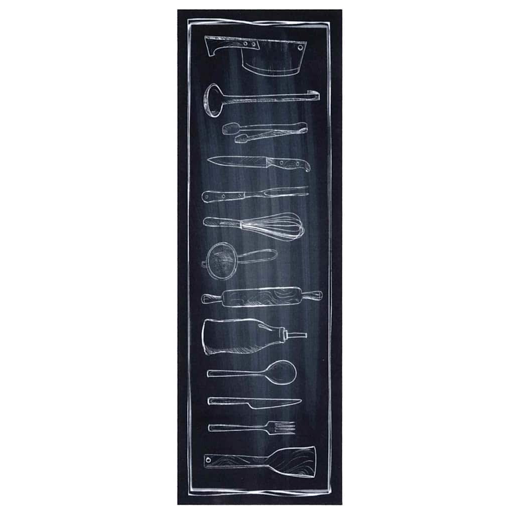 vidaXL Χαλί Κουζίνας Μαύρο 180 x 60 cm Βελούδο - Image 2