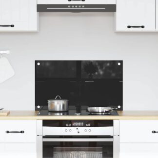 vidaXL Πλάτη κουζίνας Μαύρο 70 x 40 cm σκληρυμένο γυαλί