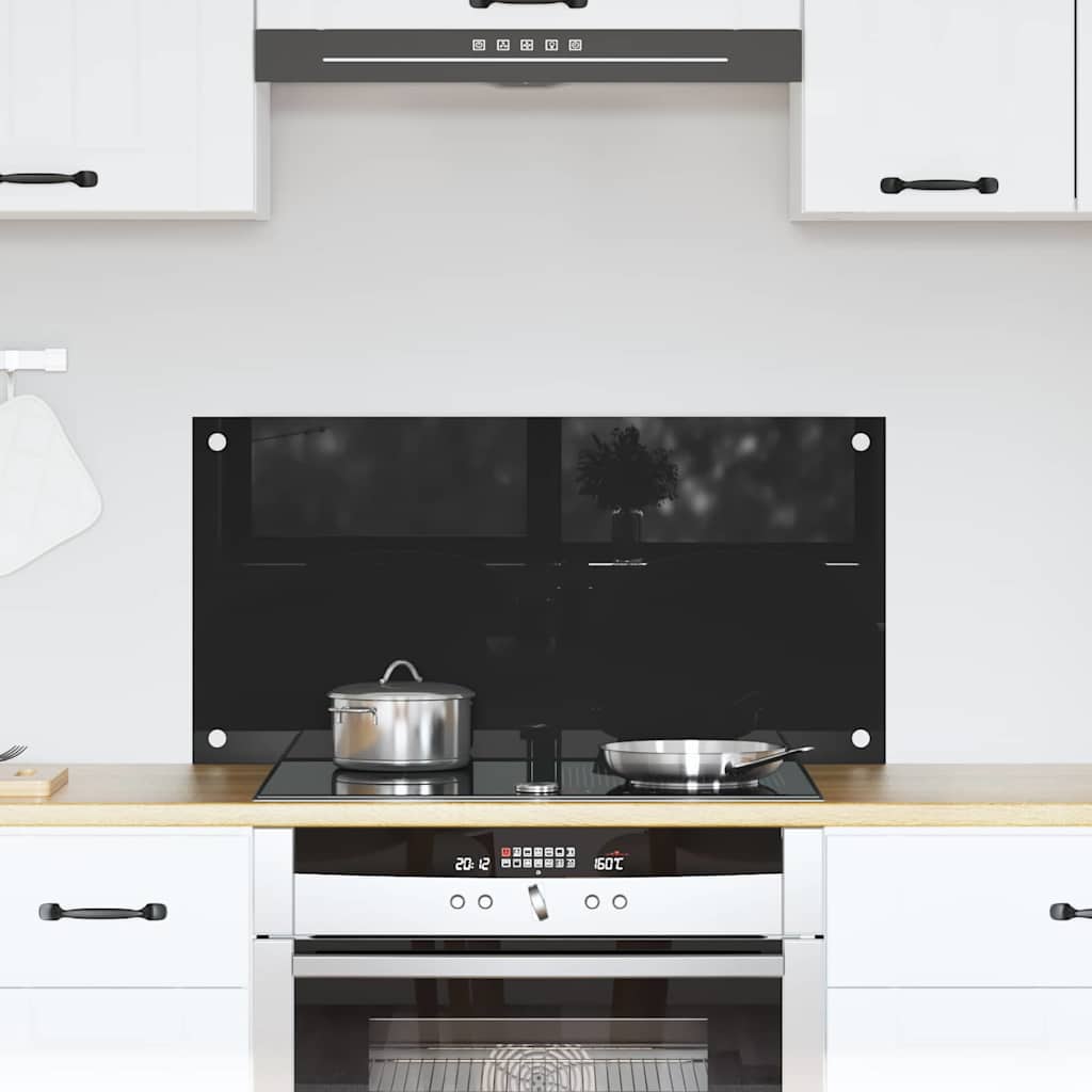 vidaXL Πλάτη κουζίνας Μαύρο 80 x 40 cm σκληρυμένο γυαλί