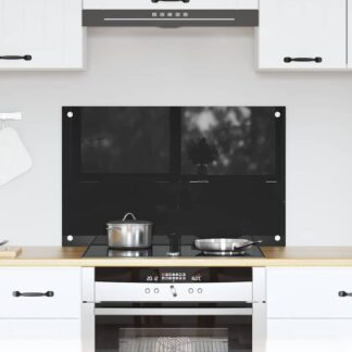 vidaXL Πλάτη κουζίνας Μαύρο 80 x 50 cm σκληρυμένο γυαλί