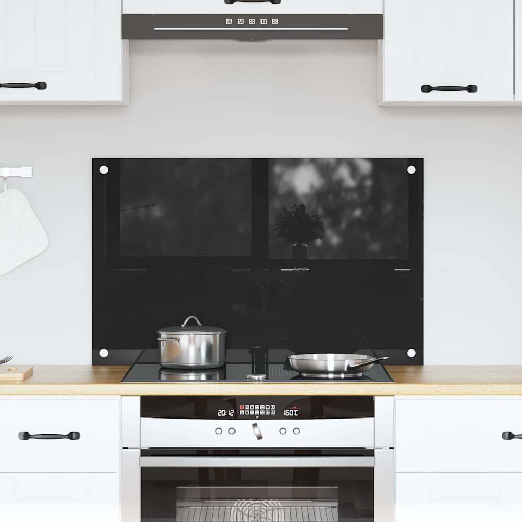 vidaXL Πλάτη κουζίνας Μαύρο 80 x 50 cm σκληρυμένο γυαλί