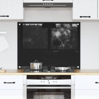 vidaXL Πλάτη κουζίνας Μαύρο 80 x 60 cm σκληρυμένο γυαλί