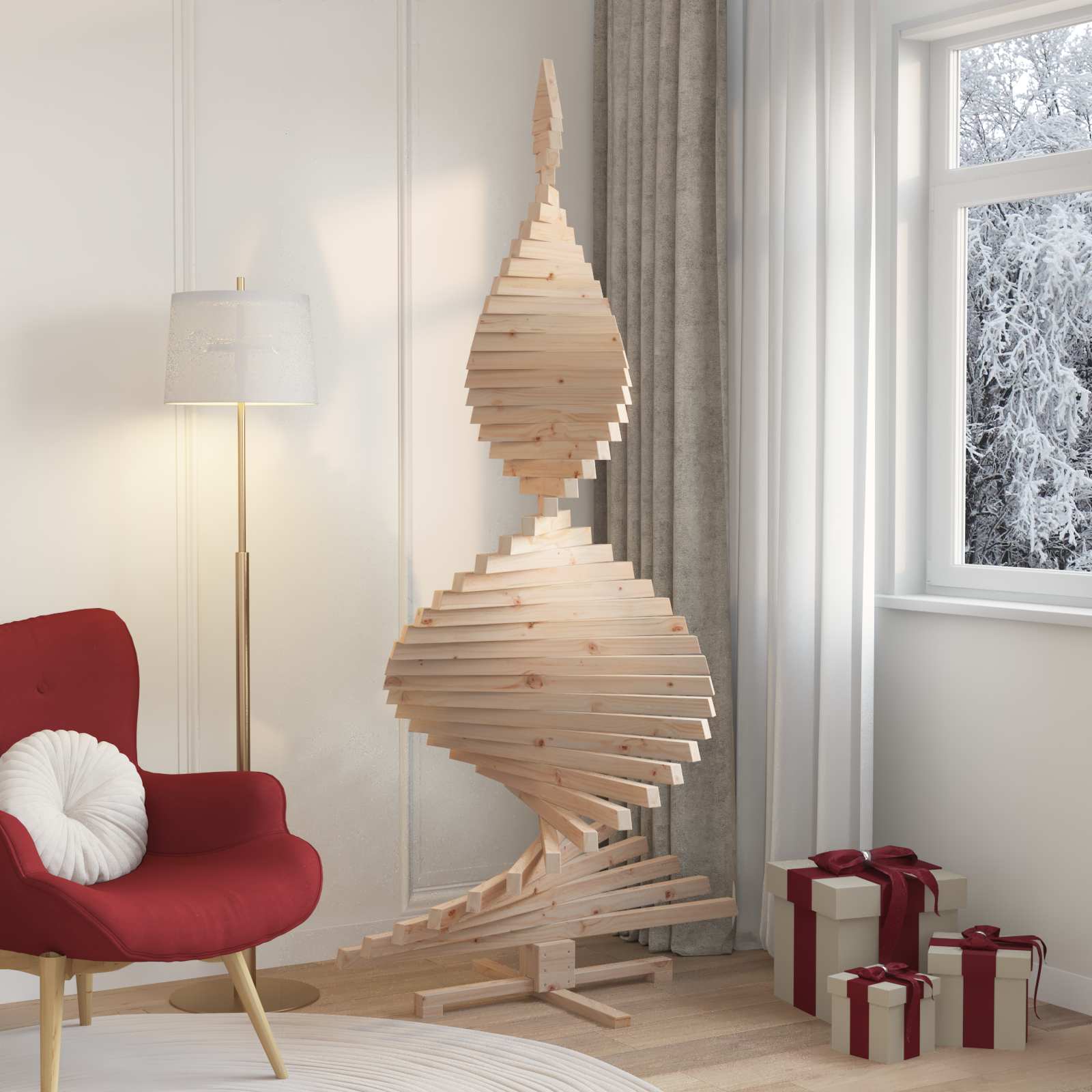 vidaXL Χριστουγεννιάτικα Δέντρα Φυσικό 210 cm Μασίφ ξύλο πεύκου - Image 4