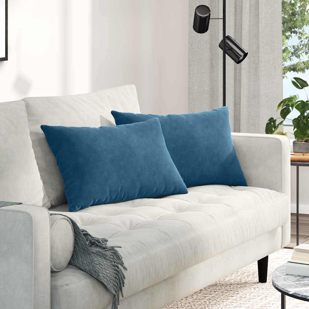 vidaXL Μαξιλάρι Καναπέ 2 pcs Μπλε 60 x 40 cm Υφασμάτινο Κορντουρά