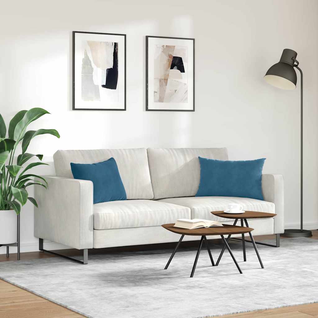 vidaXL Μαξιλάρι Καναπέ 2 pcs Μπλε 60 x 40 cm Υφασμάτινο Κορντουρά - Image 4