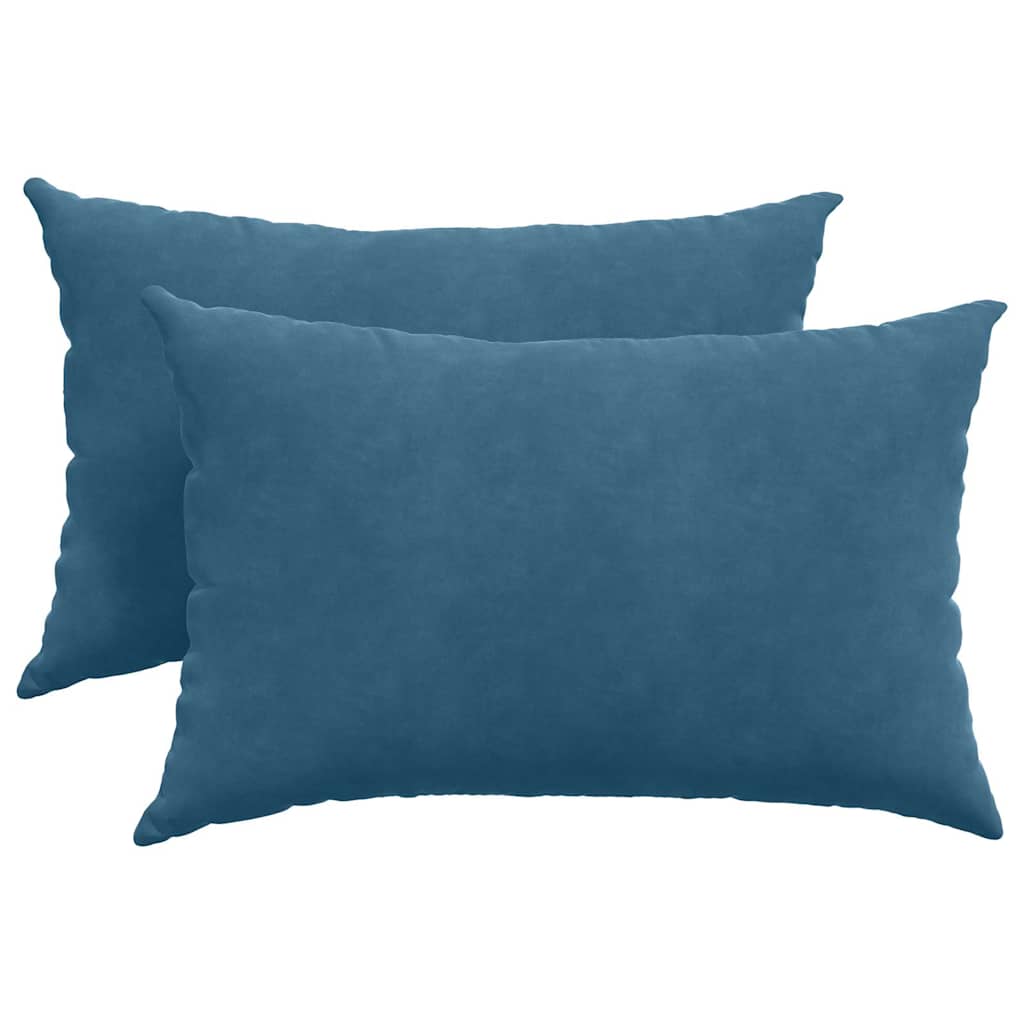 vidaXL Μαξιλάρι Καναπέ 2 pcs Μπλε 60 x 40 cm Υφασμάτινο Κορντουρά - Image 2