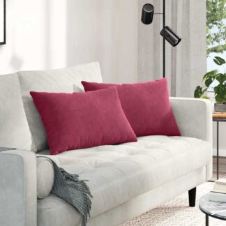 vidaXL Μαξιλάρι Καναπέ 2 pcs Κόκκινο 60 x 40 cm Υφασμάτινο Κορντουρά