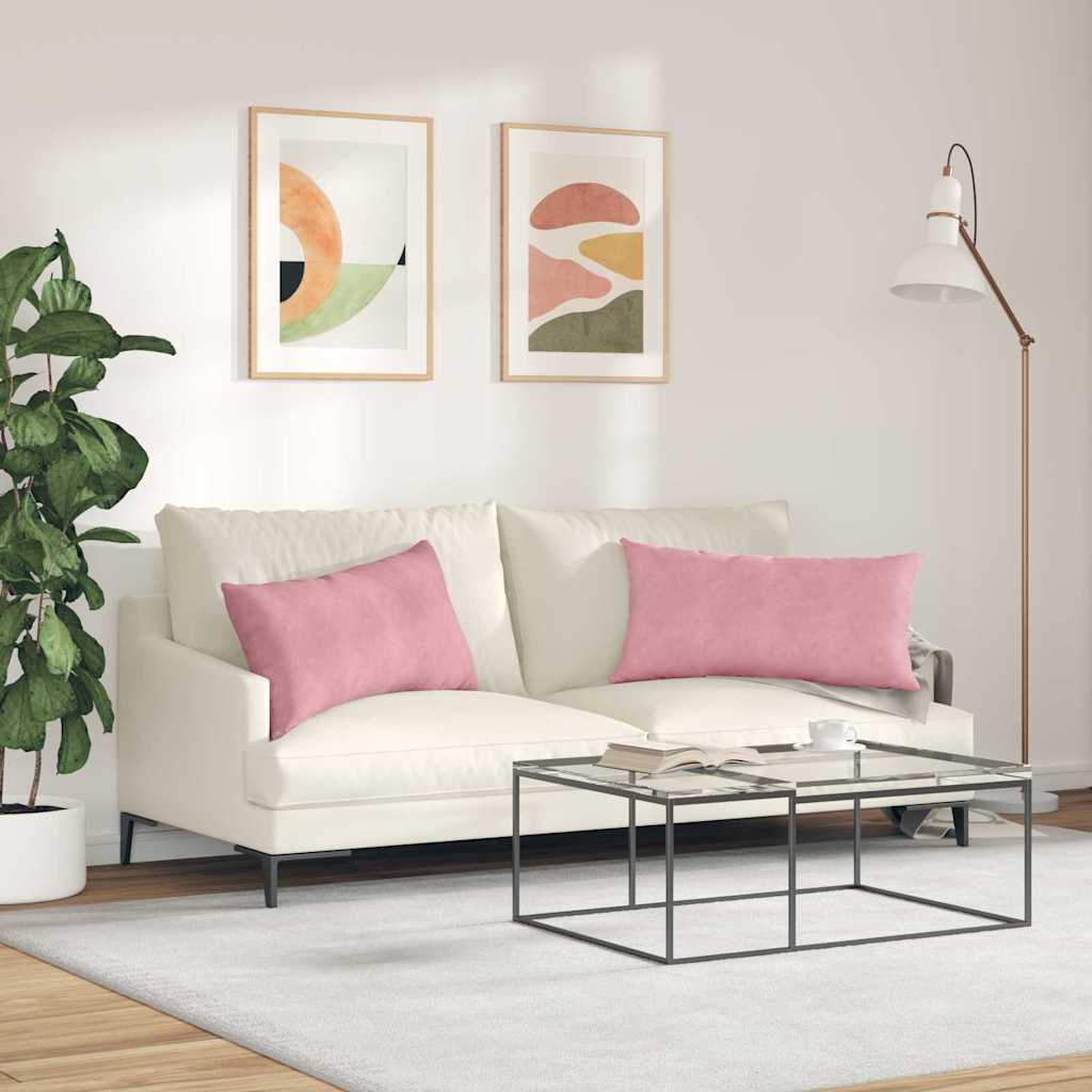 vidaXL Μαξιλάρι Καναπέ 2 pcs Ροζ 80 x 40 cm Υφασμάτινο Κορντουρά - Image 4