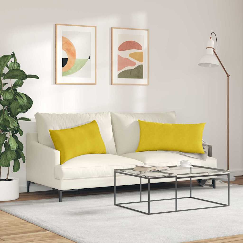vidaXL Μαξιλάρι Καναπέ 2 pcs Κίτρινο 80 x 40 cm Υφασμάτινο Κορντουρά - Image 4