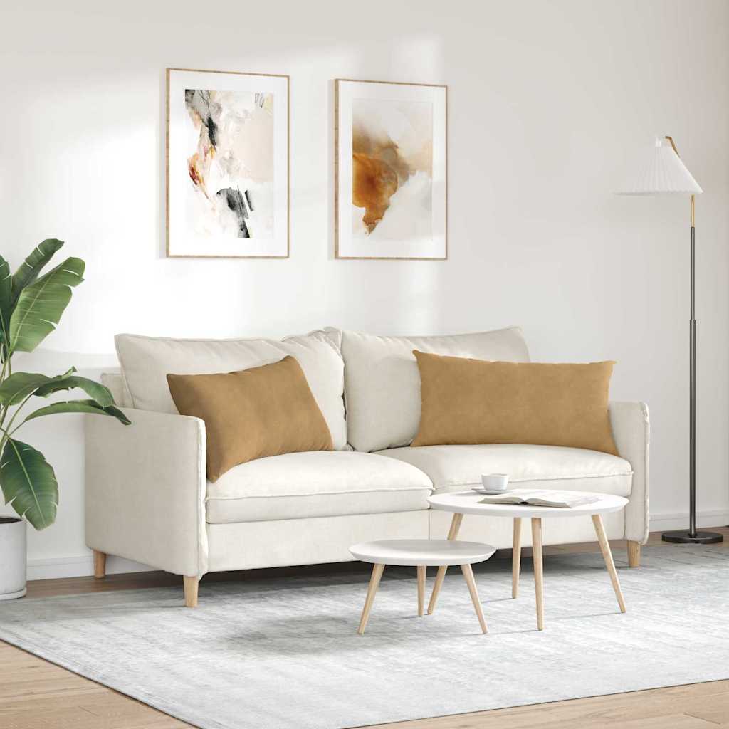 vidaXL Μαξιλάρι Καναπέ 2 pcs Καφέ 80 x 40 cm Υφασμάτινο Κορντουρά - Image 4