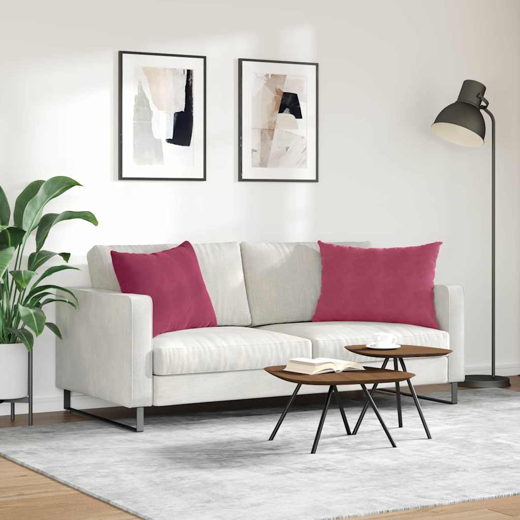 vidaXL Μαξιλάρι Καναπέ 2 pcs Κόκκινο 70 x 50 cm Υφασμάτινο Κορντουρά - Image 4