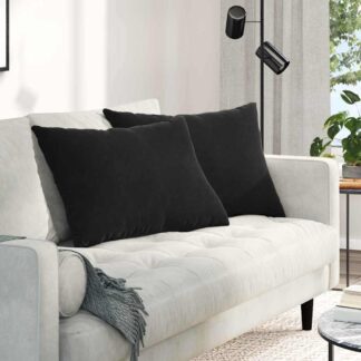vidaXL Μαξιλάρι Καναπέ 2 pcs Μαύρο 70 x 50 cm Υφασμάτινο Κορντουρά