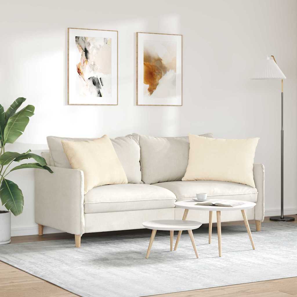 vidaXL Μαξιλάρι Καναπέ 2 pcs Κρεμ 70 x 50 cm Υφασμάτινο Κορντουρά - Image 4