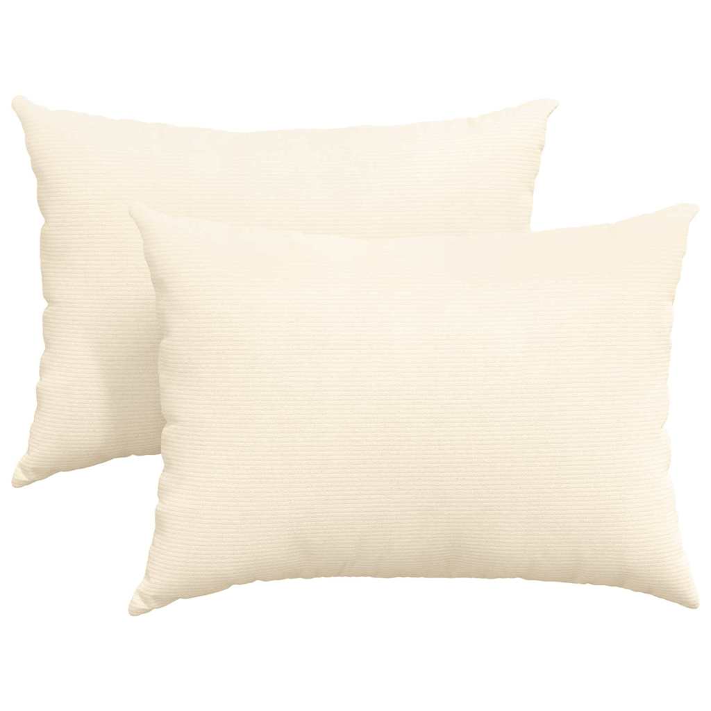 vidaXL Μαξιλάρι Καναπέ 2 pcs Κρεμ 70 x 50 cm Υφασμάτινο Κορντουρά - Image 2