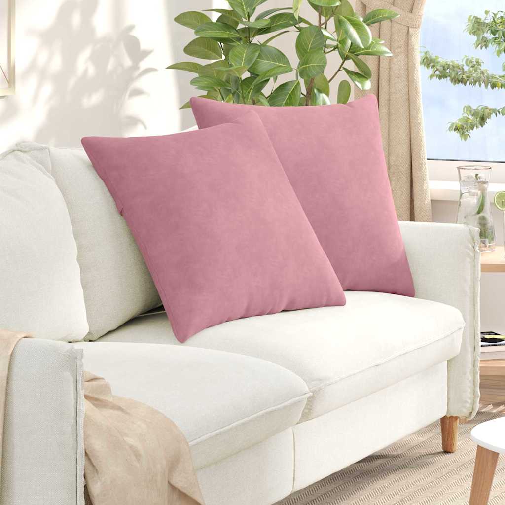vidaXL Μαξιλάρι Καναπέ 2 pcs Ροζ 60 x 60 cm Υφασμάτινο Κορντουρά