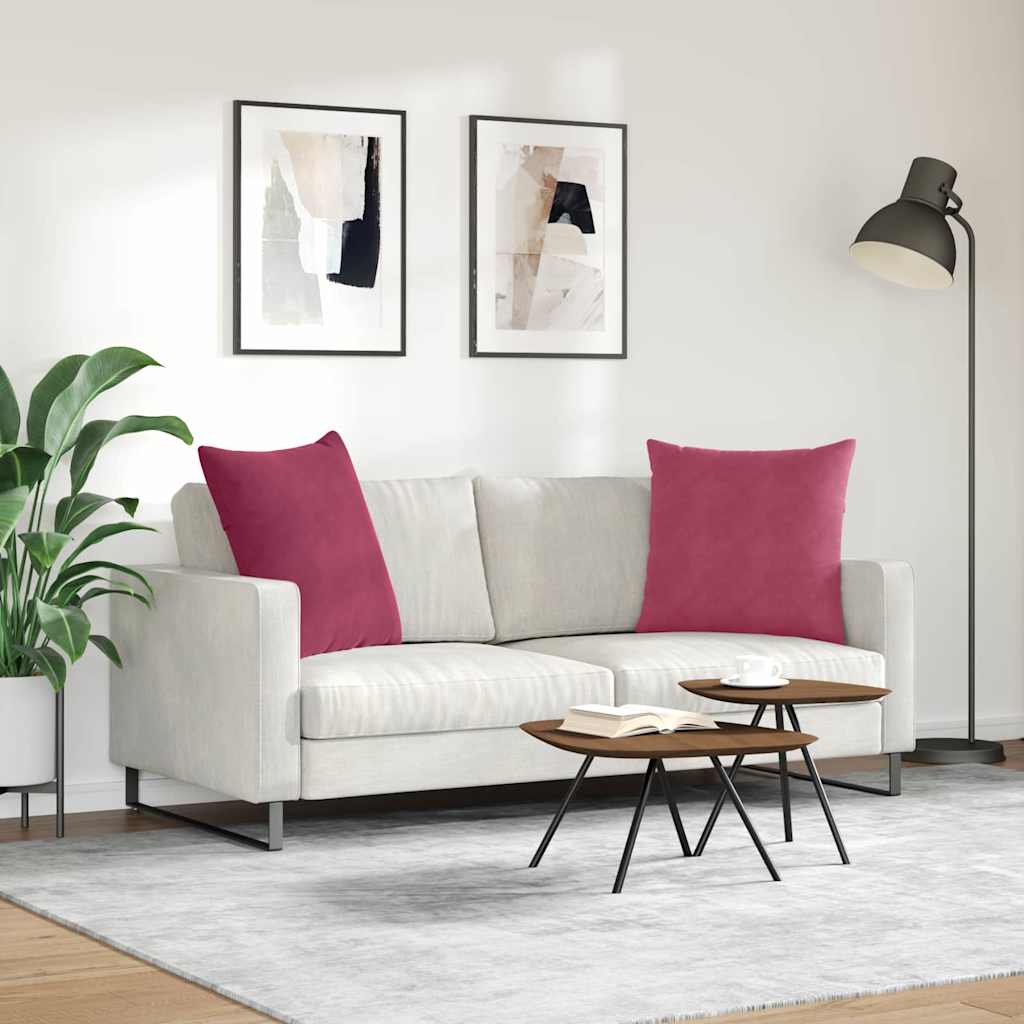 vidaXL Μαξιλάρι Καναπέ 2 pcs Κόκκινο 60 x 60 cm Υφασμάτινο Κορντουρά - Image 4