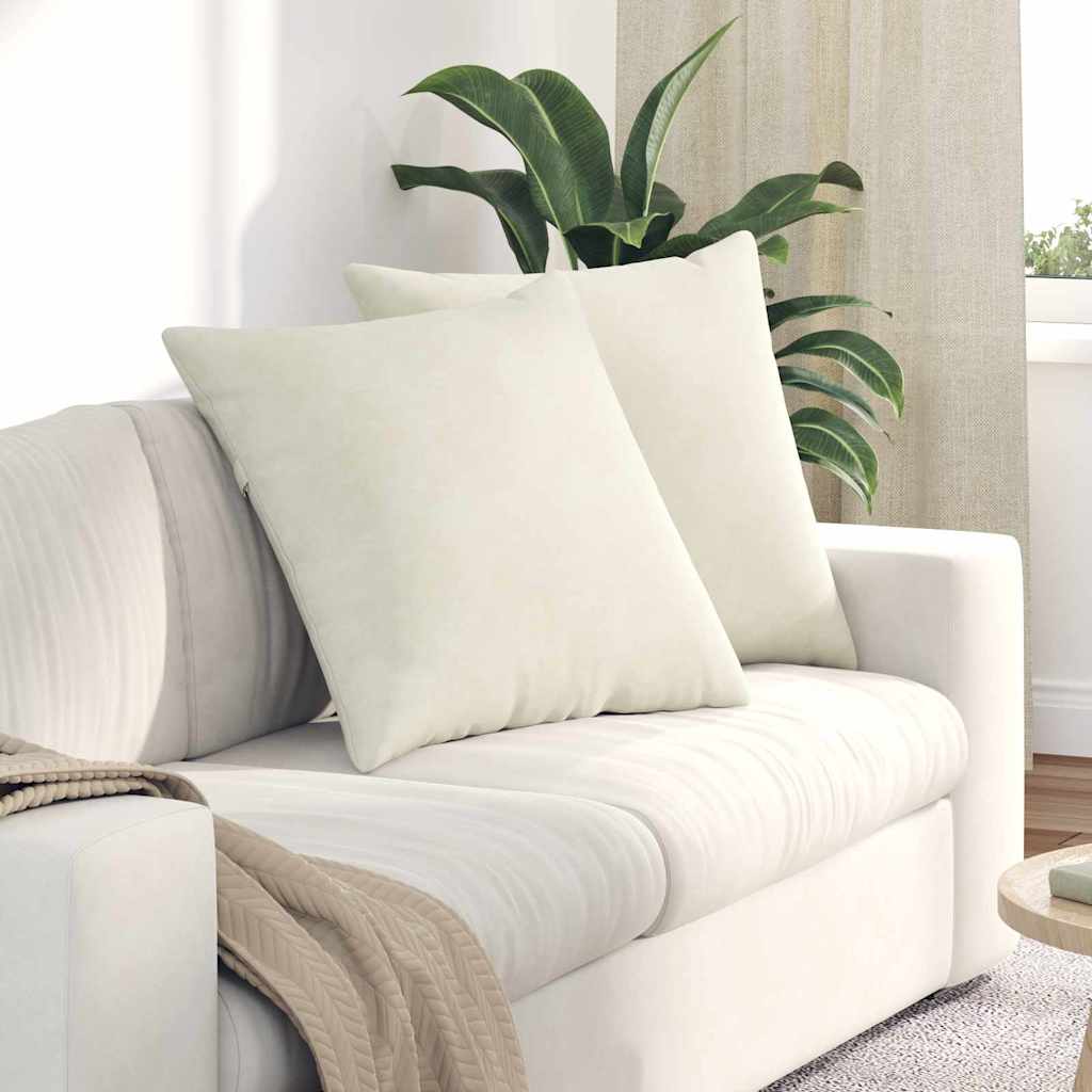vidaXL Μαξιλάρι Καναπέ 2 pcs Κρεμ 60 x 60 cm Υφασμάτινο Κορντουρά