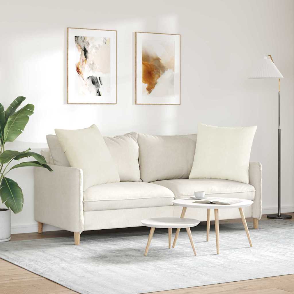 vidaXL Μαξιλάρι Καναπέ 2 pcs Κρεμ 60 x 60 cm Υφασμάτινο Κορντουρά - Image 4