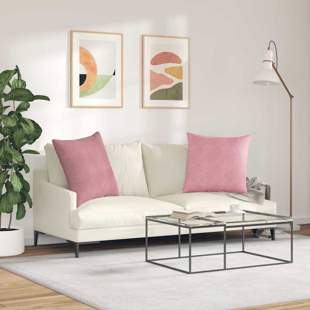 vidaXL Μαξιλάρι Καναπέ 2 pcs Ροζ 80 x 80 cm Υφασμάτινο Κορντουρά - Image 4