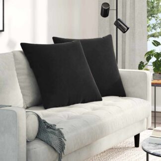 vidaXL Μαξιλάρι Καναπέ 2 pcs Μαύρο 80 x 80 cm Υφασμάτινο Κορντουρά