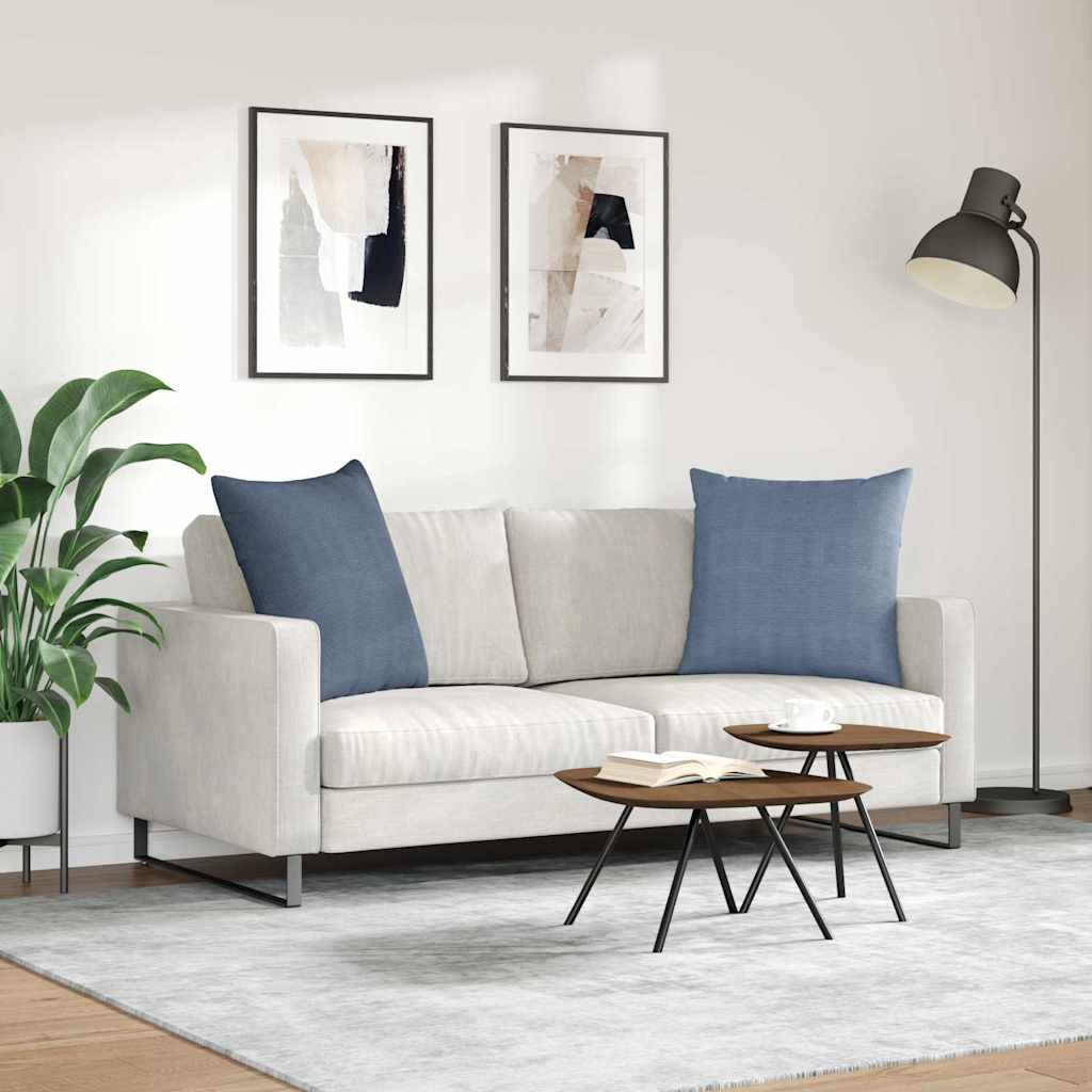vidaXL Μαξιλάρι Καναπέ 2 pcs Μπλε 80 x 80 cm Υφασμάτινο Κορντουρά - Image 4