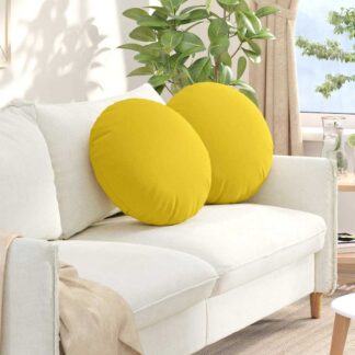 vidaXL Μαξιλάρια καθισμάτων 2 τμχ. Ύφασμα Απαλό Κίτρινο Ø50 x 19 εκ
