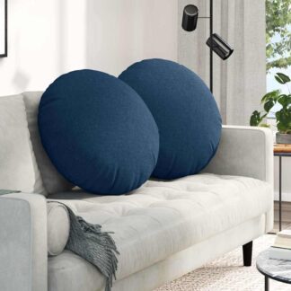vidaXL Μαξιλάρια καθισμάτων 2 τμχ. Ύφασμα Μπλε Ø60 x 21 εκ